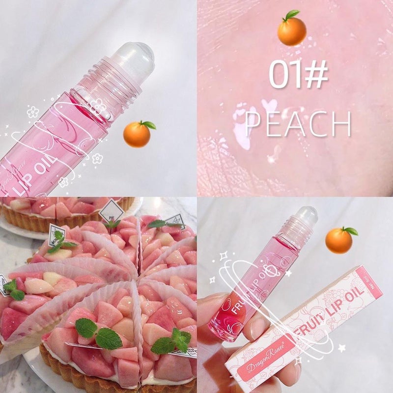 Roll-on lip oil, moisturizing and hydrating lip balm, colorless and transparent fruit and avocado lip oil.